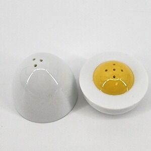 Ceramic Hard Boiled Egg Salt and Pepper Shakers Set White Yellow